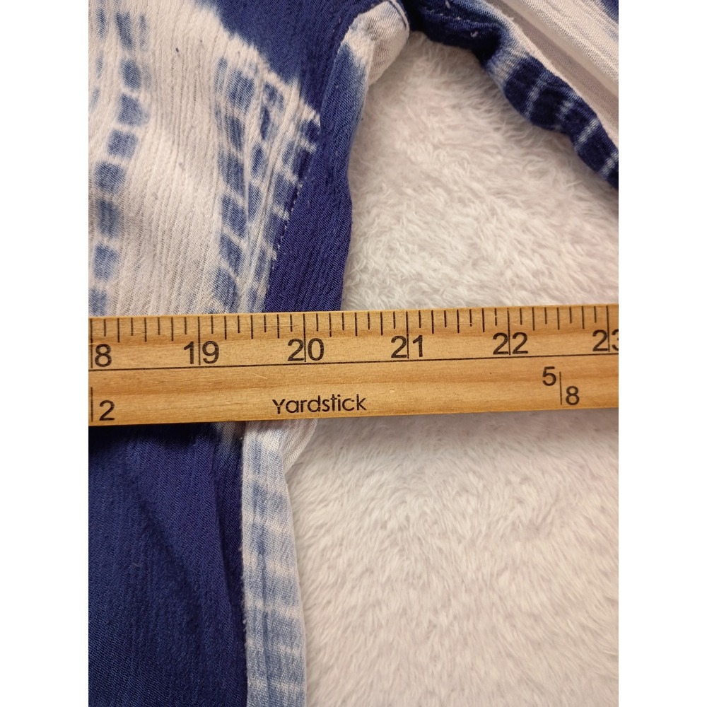Entro Button Down Women's Tie Dye Hi-Low Hem Shirt Large Blue White Casual Top - Picture 6 of 13